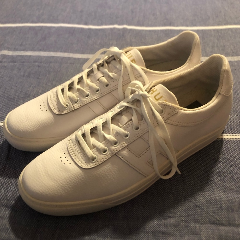 Mens white leather HUF skate shoes